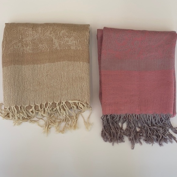 Set of 2Pashmina Scarves; Approximately 68"X27"